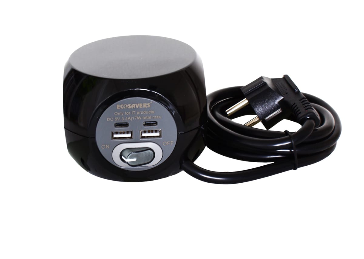 EcoSavers Cube dizaina pagarinātājs ar 3 AC 220V ligzdām | 2 USB-A izejām | 2 USB-C izejām - Image 7