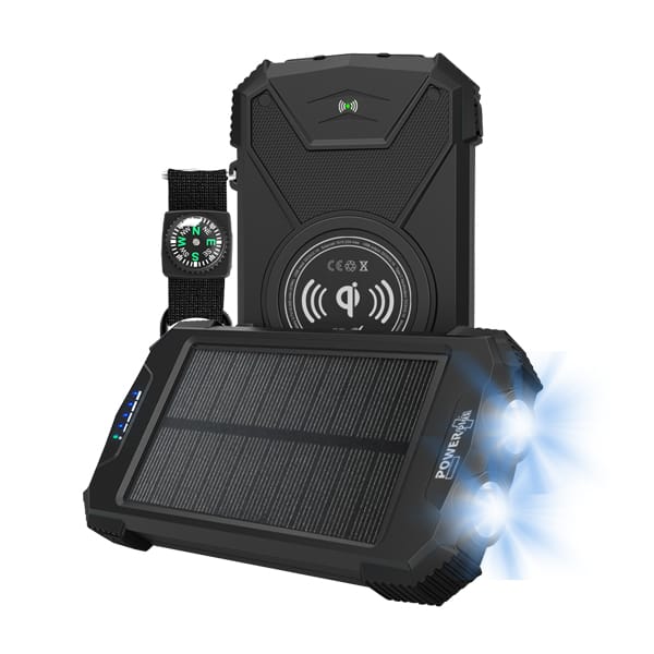 POWERplus Beluga jaudas banka ar saules bateriju 10 000 mAh ar bezvadu uzlādi