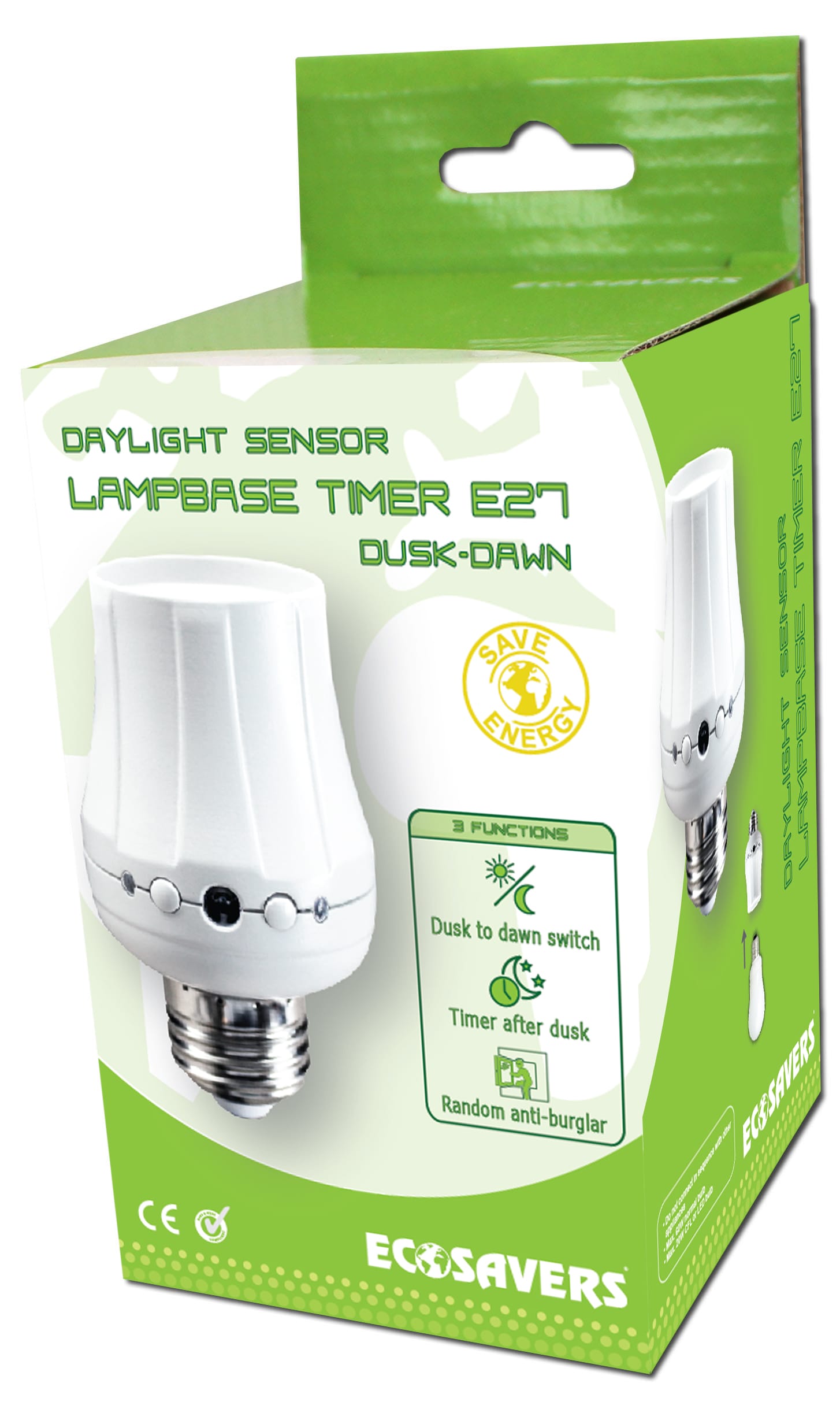 EcoSavers dienas gaismas sensora lampas pamatne E27 - Image 2
