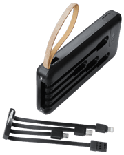 POWERplus Manta ārējais akumulators ar saules bateriju 10 000 mAh ar noņemamiem uzlādes kabeļiem - Image 5